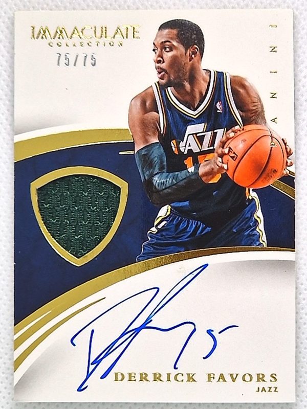 2014-15 Panini Immaculate Collection – Patches Autographs #PA-DF Derrick Favors AU, MEM, SN75