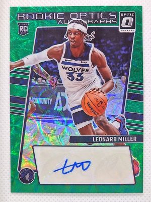 2023-24 Donruss Optic – Rookie Optics Autographs Green International #ROA-MIL Leonard Miller AU