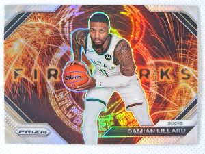 2023-24 Panini Prizm – Fireworks Prizms Silver #14 Damian Lillard