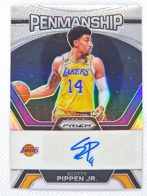 2023-24 Panini Prizm – Penmanship Prizms Silver #PNM-SCP Scotty Pippen Jr. AU