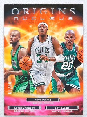 2022-23 Panini Origins – Nucleus Pink #22 Ray Allen / Kevin Garnett / Paul Pierce SN99
