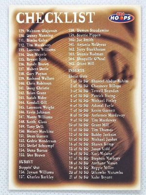 1998-99 Hoops #167 Checklist: 129-165 and Inserts CL