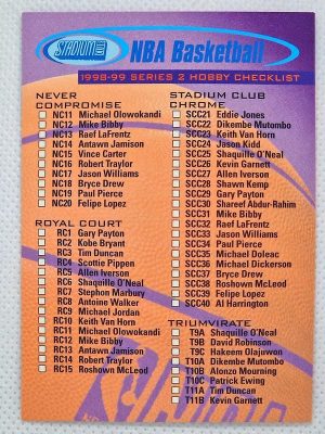 1998-99 Stadium Club – Checklists Retail #R2 Series 1 Checklist: Inserts CL