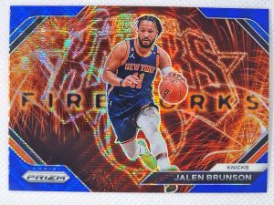 2023-24 Panini Prizm – Fireworks Prizms Blue Wave #4 Jalen Brunson