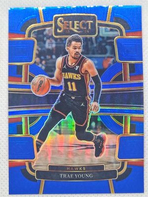 2023-24 Panini Select – Blue Prizms #43 Trae Young
